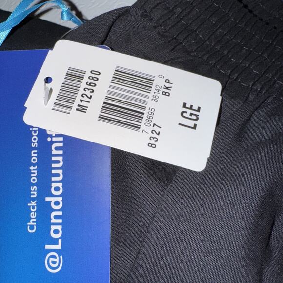 Landau Essentials Womans Straight Leg Scrub Pant 8327 Black Large Classic Fit - Picture 3 of 4